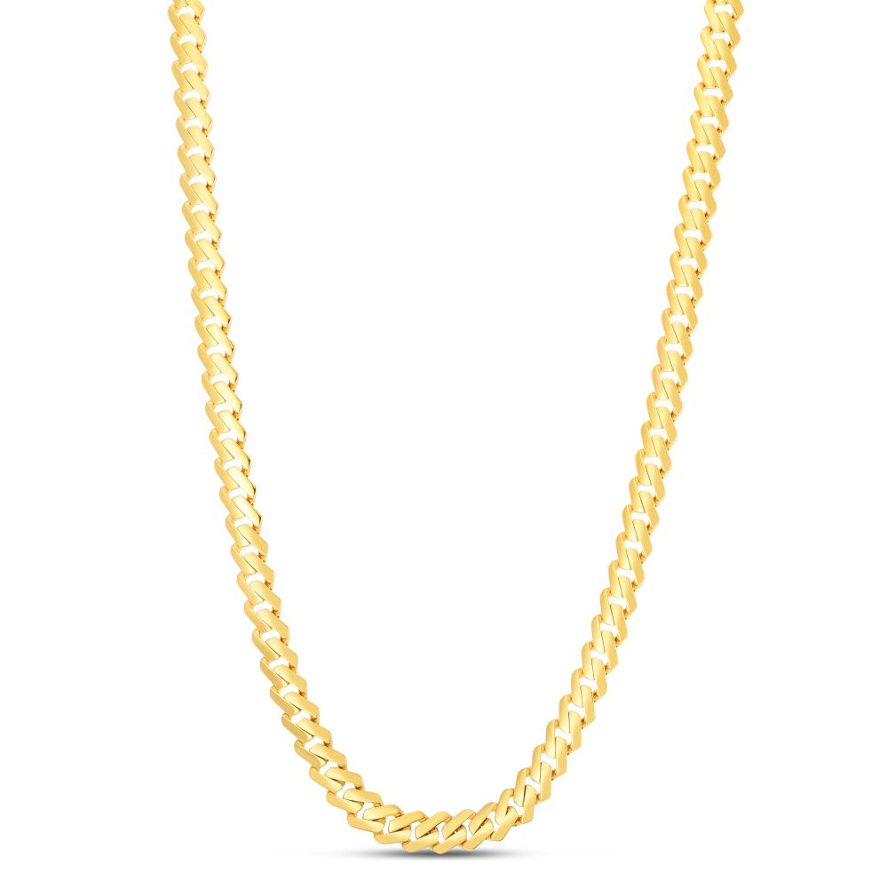 14K Gold 8mm High Polish Modern Lite Edge Chain Necklace for Women - Perfect for Everyday Wear, Layering & Special Occasions