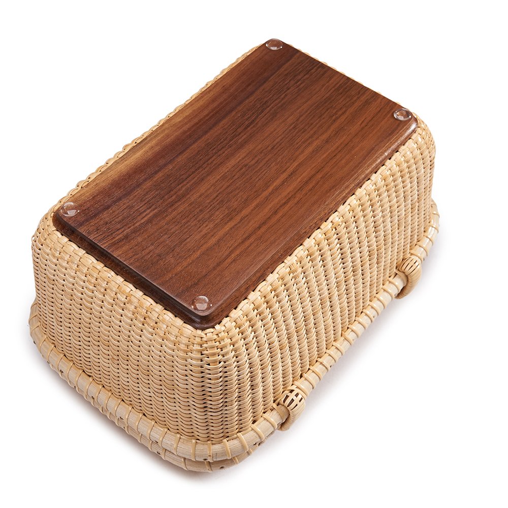 Nantucket Woven Rattan Storage Basket Set with Lid - Handwoven Tea & Fruit Basket, Home Organizer for Shelves, Desktops, and Kitchen | Perfect for Farmhouse Decor, Picnics, and Gift Packaging