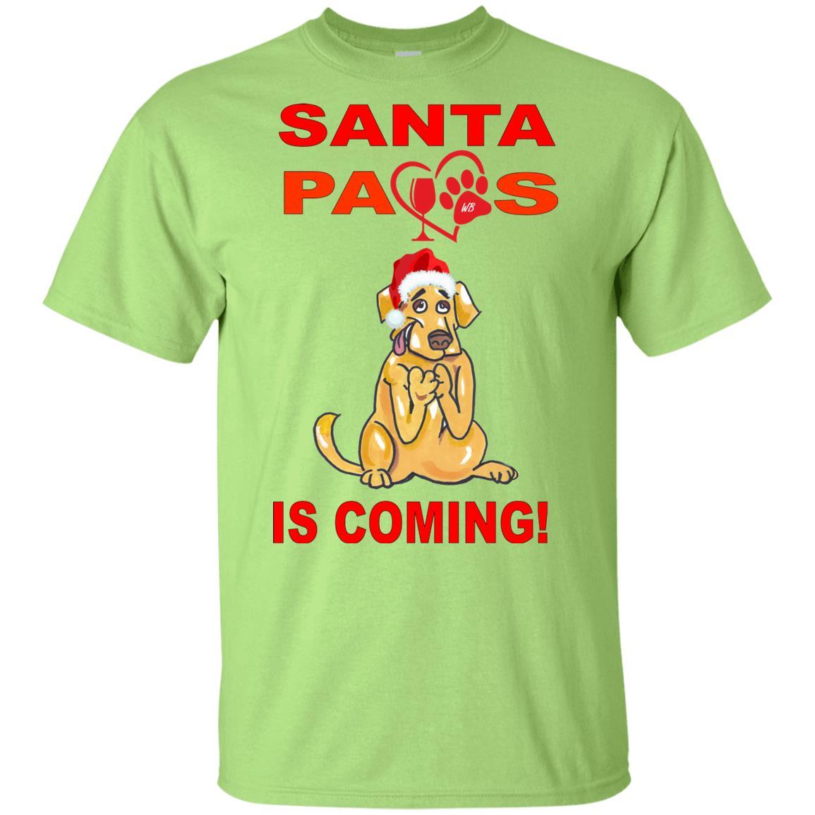 Santa Paws Is Coming - Funny Christmas Dog Lover Youth T-Shirt | Ultra Soft Cotton Tee for Kids & Teens | Perfect Gift for Pet Owners & Holiday Parties