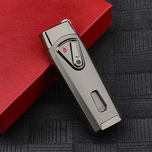 Katzone Dual Jet Flame Torch Lighter for Cigars & Cigarettes - Windproof Butane Lighter with Flint Ignition in Gunmetal Finish | Perfect for Outdoor Smoking, Camping & BBQ