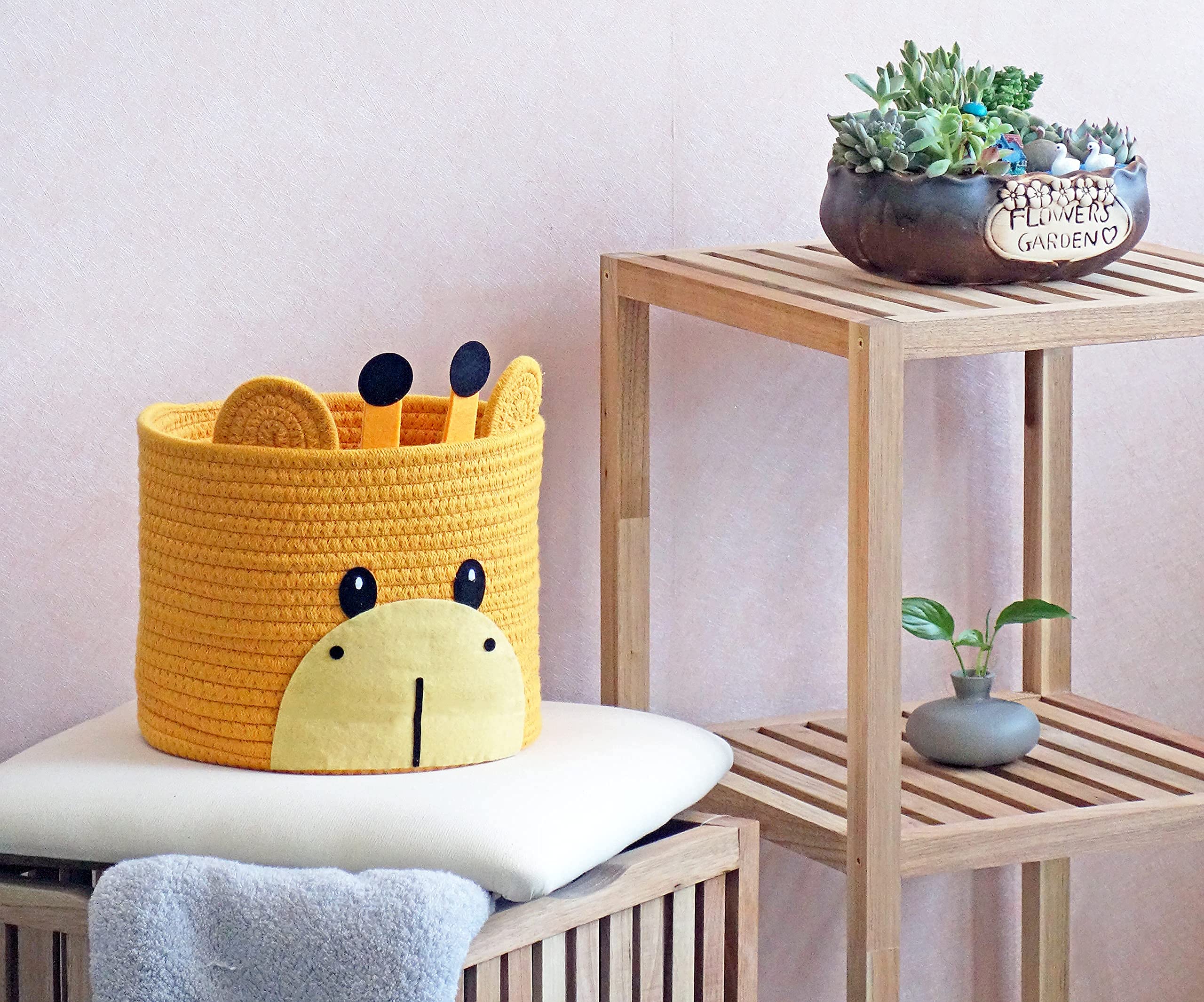 T&T Homewares Small Giraffe Baskets - Baby Diaper Organizer & Nursery Storage, Kids Room Decor & Toy Organizer for Cats & Dogs | Perfect for Nursery, Playroom & Pet Toy Storage