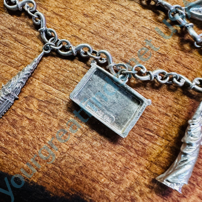 925 Sterling Silver Travel Charm Bracelet with 7 Charms - Perfect for Vacation, Gifts & Everyday Wear