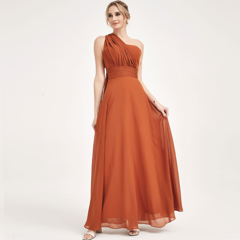Elegant Convertible Chiffon Bridesmaid Dress - Wrap Style Slate Blue Maxi Gown for Weddings, Prom & Formal Events | Perfect for Bridal Party, Evening Galas & Special Occasions