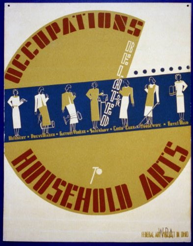 Vintage WPA Photo: Occupations Related to Household Arts - Dress Maker, Child Care, Housewife in Ohio | Historical Home Decor & Educational Wall Art