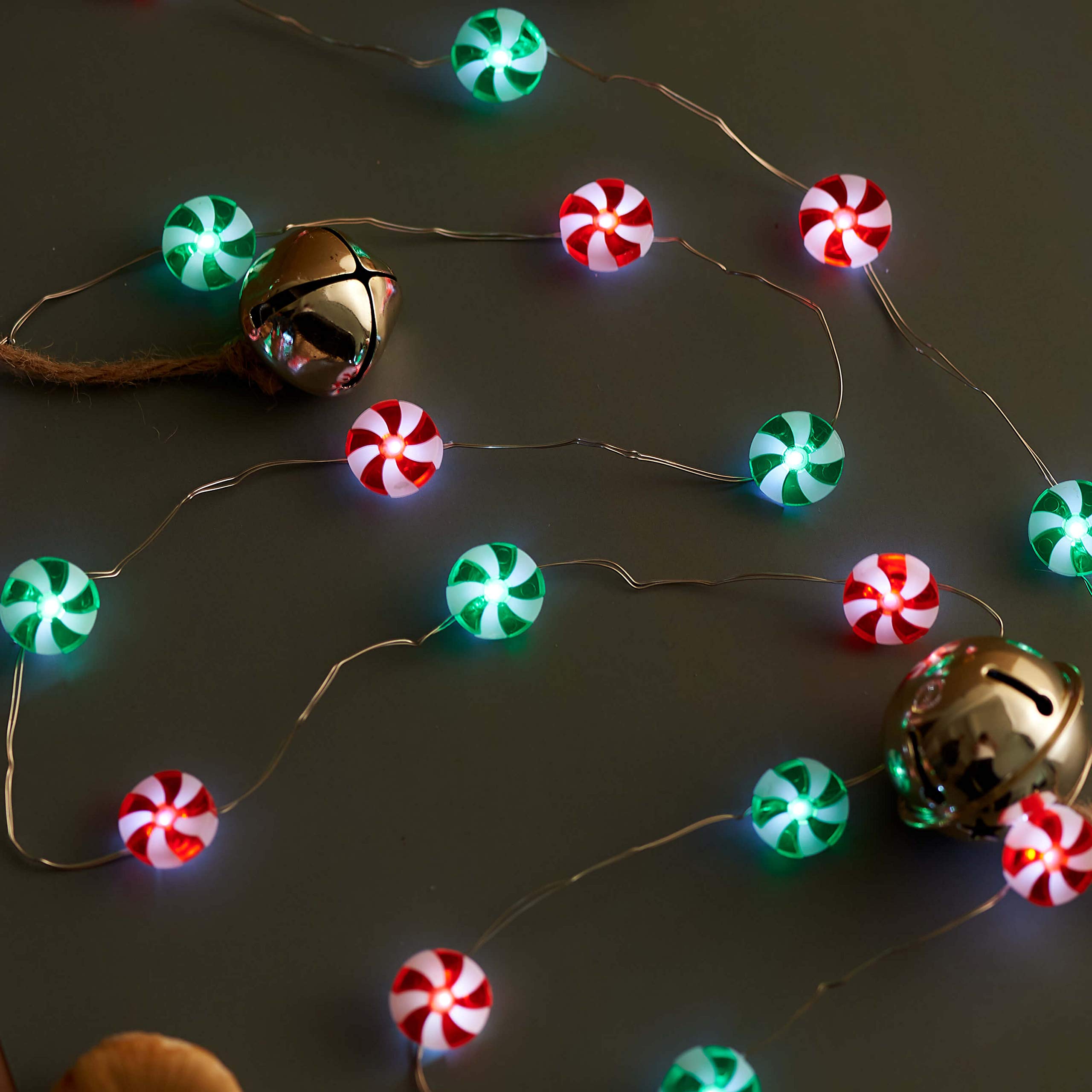 Christmas Candy String Lights 10ft - 30LED Red & Green Battery Fairy Lights with Remote for Bedroom, Party & Outdoor Decor