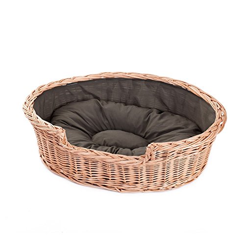 Electric Wicker Dog Basket - Willow Pet Bed for Small to Medium Dogs, Honey Yellow, 60 x 43 x 19 cm - Cozy Indoor/Outdoor Pet Bed for Home, Patio, or Travel