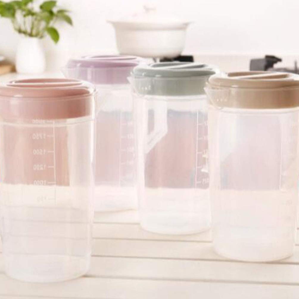 Large 2.5L Plastic Water Pitcher with Lid - BPA Free Beverage Dispenser for Hot & Cold Drinks, Iced Tea, Lemonade - Perfect for Kitchen, Parties, Outdoor Picnics (10x10x23cm, Beige)