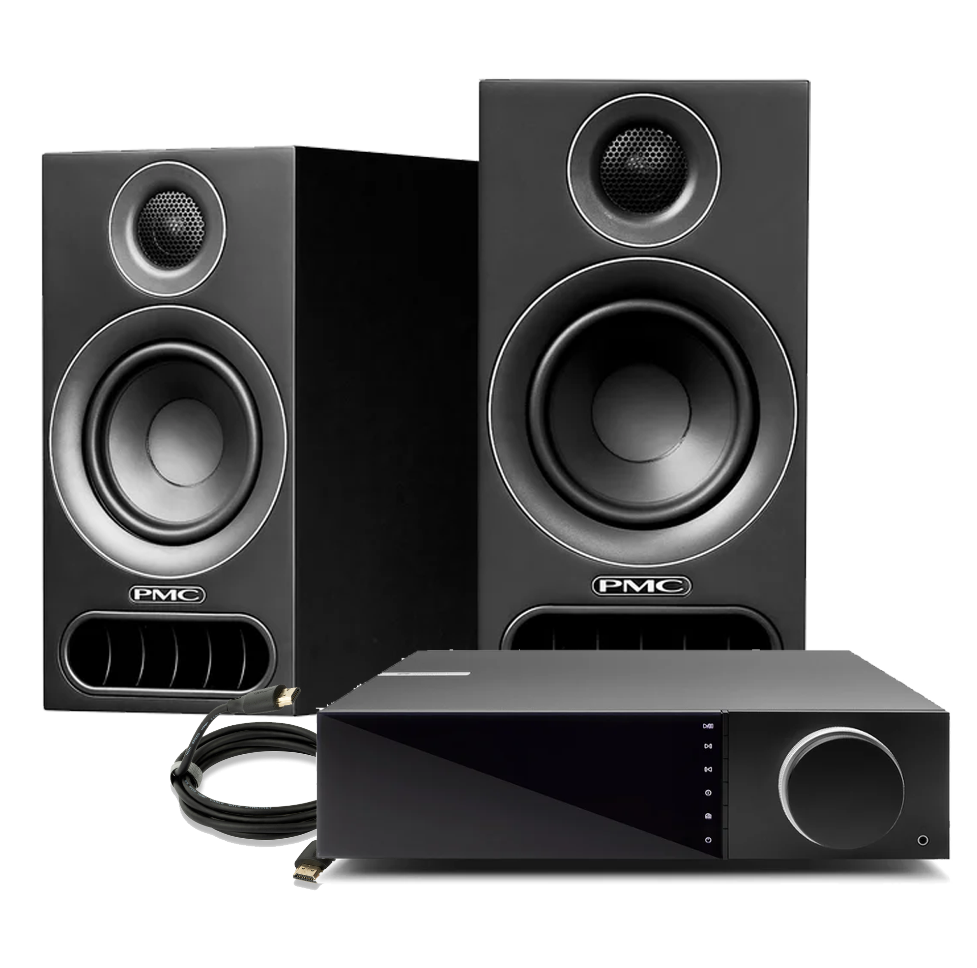 PMC Prodigy1 High-Performance Bookshelf Speakers & Amplifier Bundle - Premium Home Audio System for Music, Movies & Gaming (Living Room, Studio, Home Theater)