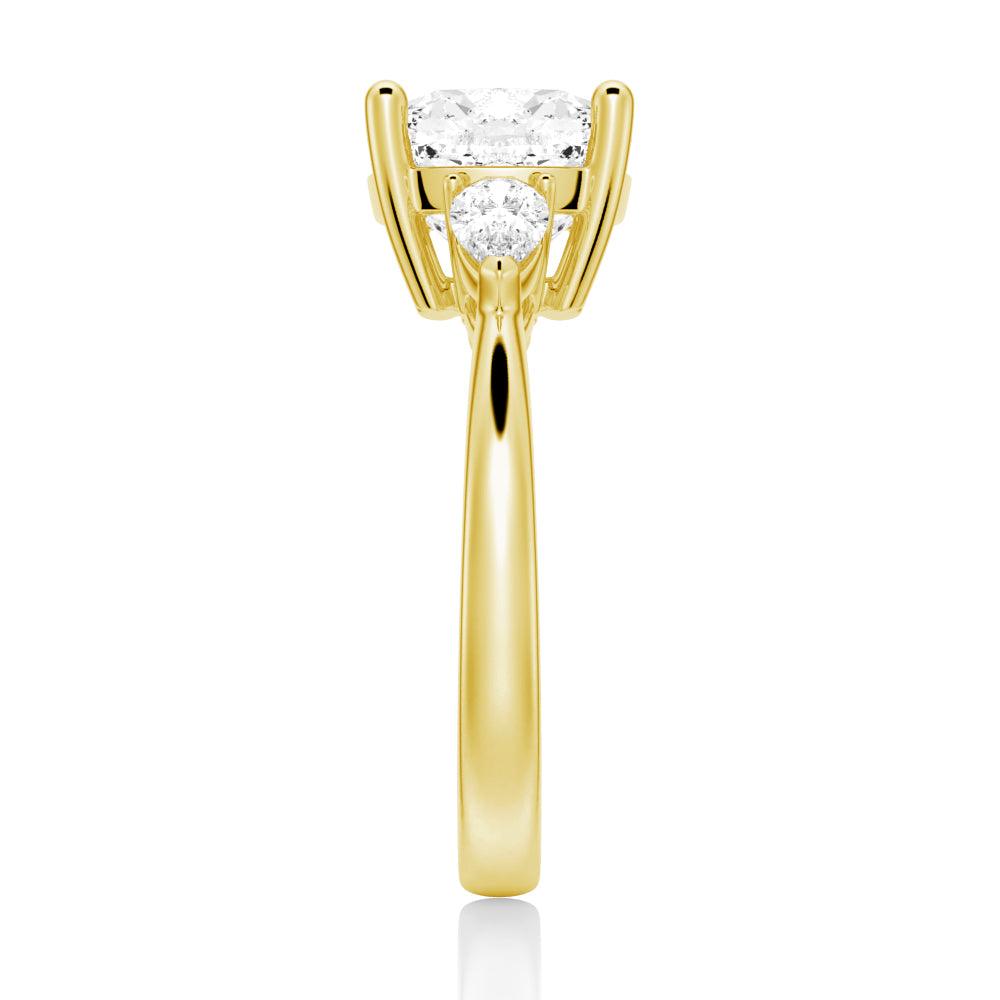 Exquisite Cushion Cut Three Stone Diamond Engagement Ring | 14K White Gold Wedding Band | Perfect for Proposals, Anniversaries & Romantic Occasions