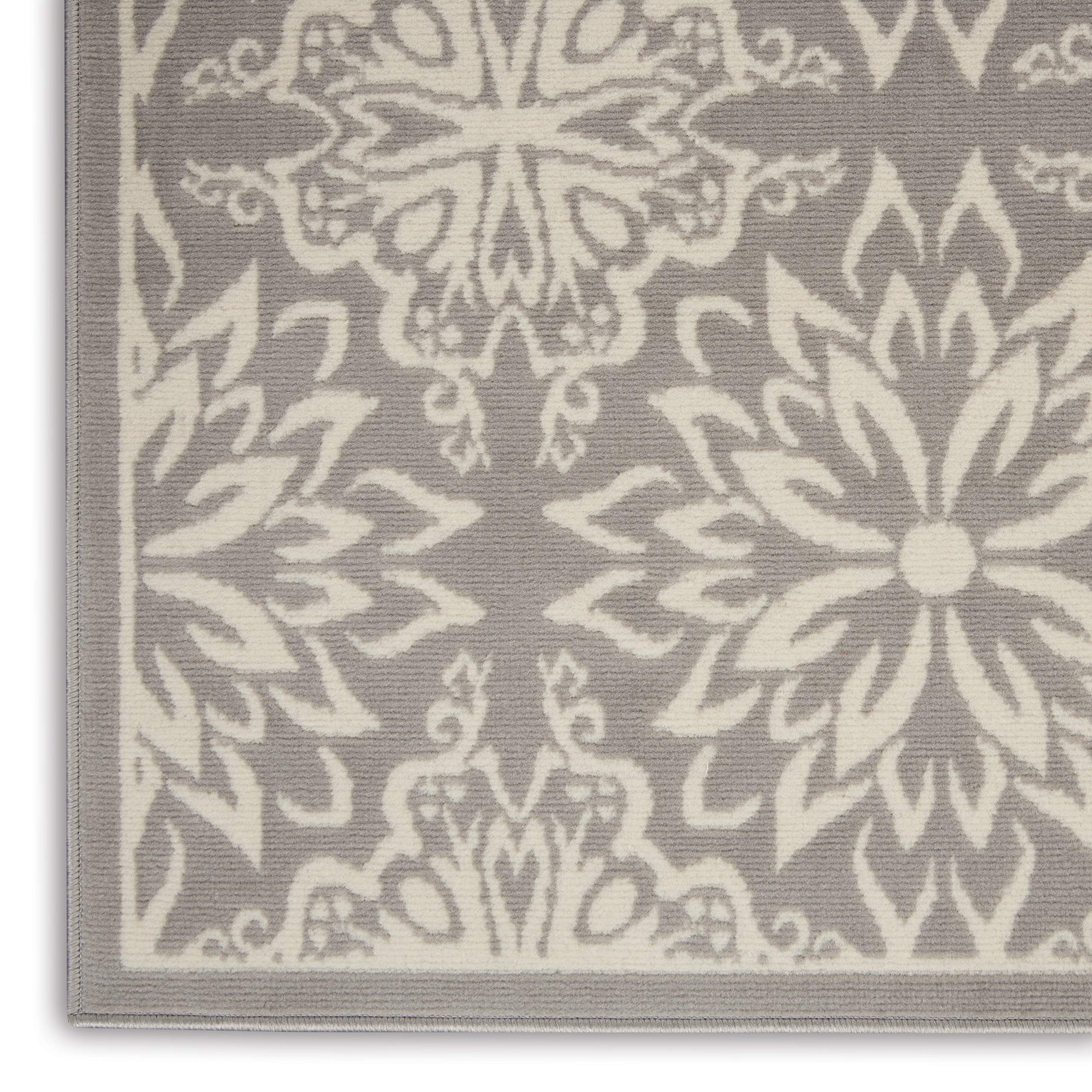 Nourison Jubilant Floral Ivory/Grey 6' x 9' Area Rug - Easy Cleaning, Non-Shedding, Stain Resistant for Bedroom, Living Room, Dining Room & Kitchen | Perfect for Home Decor, Family Gatherings & Pet-Friendly Spaces (6x9)