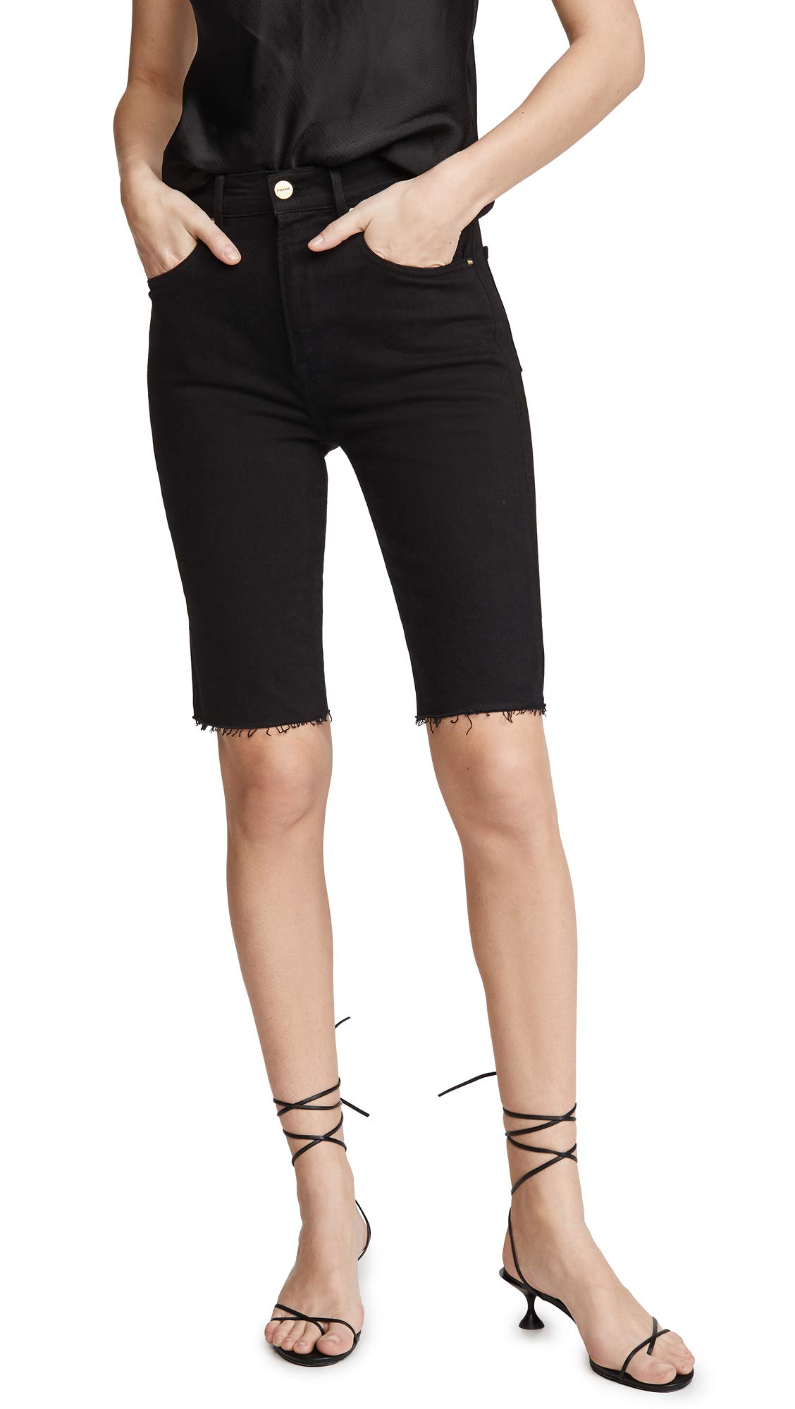 FRAME Women's Vintage-Inspired Bermuda Shorts with Raw Hem - Casual Summer Shorts for Beach, Travel & Everyday Wear