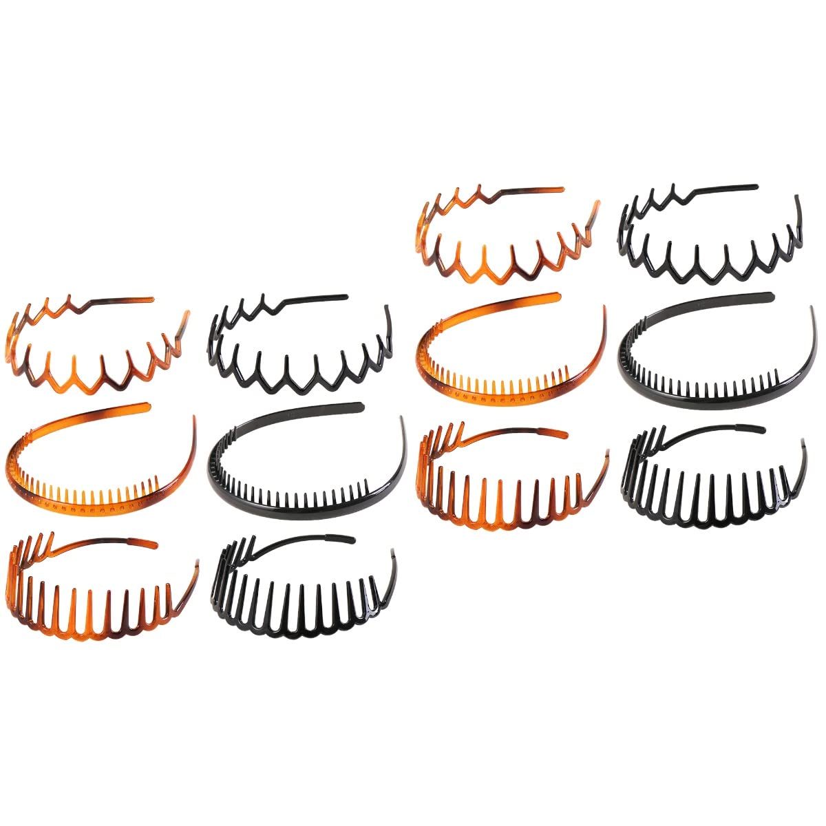 FOMIYES 12-Pack Claw Headbands for Women - Plastic Teeth Comb Hair Hoop, Non-Slip Hair Bands for Yoga, Workout & Daily Styling - Wavy Design Hair Accessories