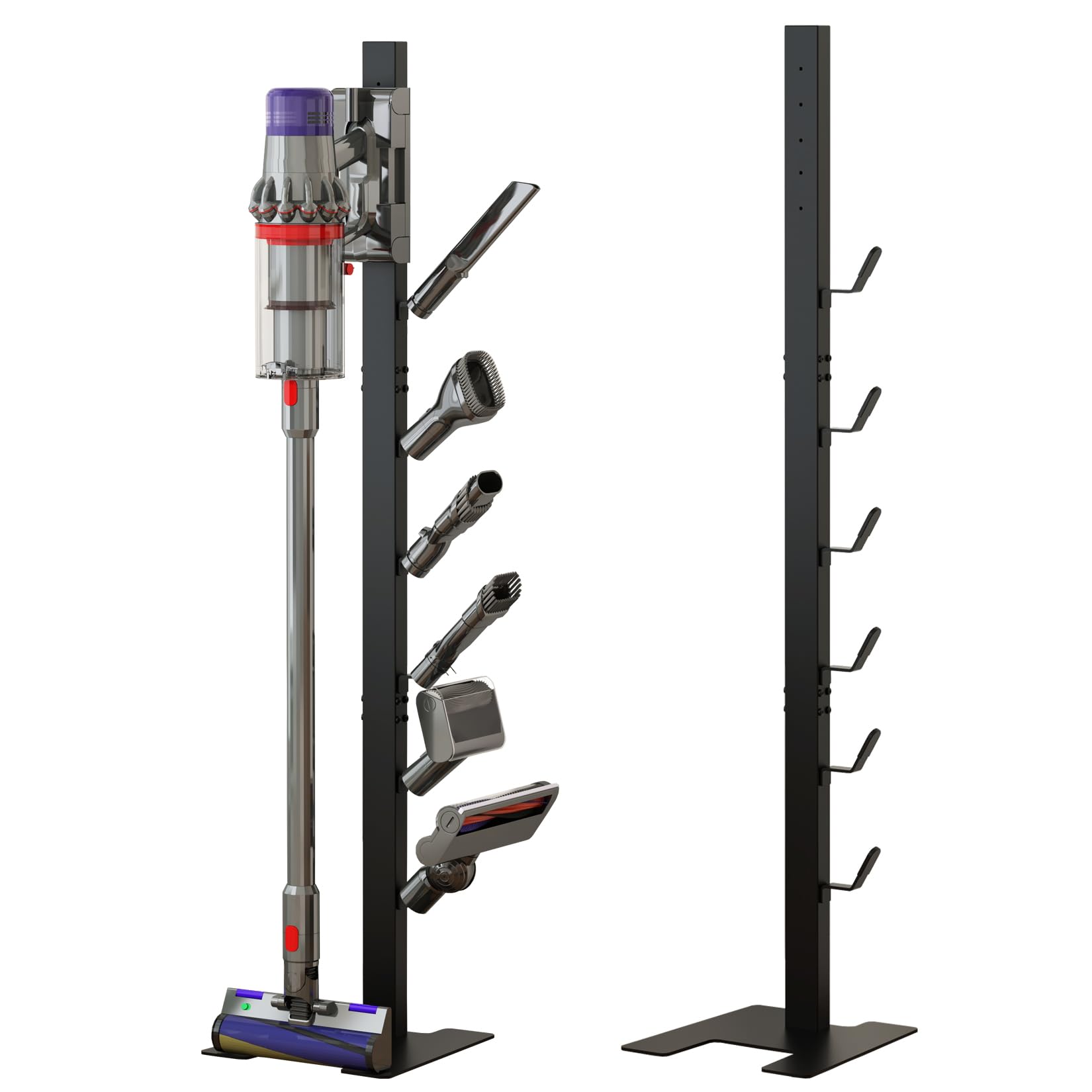 MOOPHY Metal Vacuum Stand for Dyson V15 V12 V11 V10 V8 V7 V6 - Stable Storage Holder & Dock Station for Dyson Cordless Handheld Vacuum Cleaner with 6 Hooks - Perfect for Home, Office, and Garage Organization
