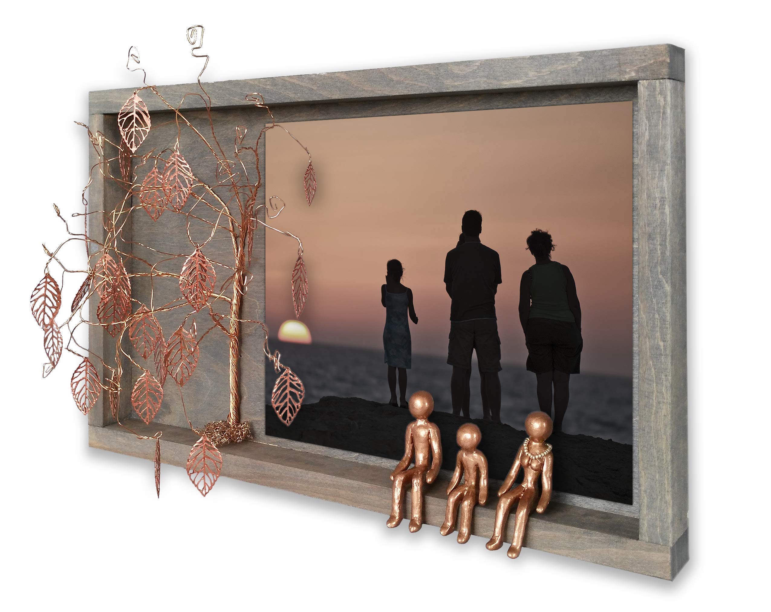 Personalized Tin Bronze Anniversary Family Tree Wedding Photo Frame - Custom Name Engraved Shadow Box Display Case for 6, 8, 10, 12 Years - Unique Gift Ideas for In-Laws, Wife, Husband Birthday - Perfect for Home Decor, Wall Display & Kitchen Ornaments (Adornos Para la Cocina)