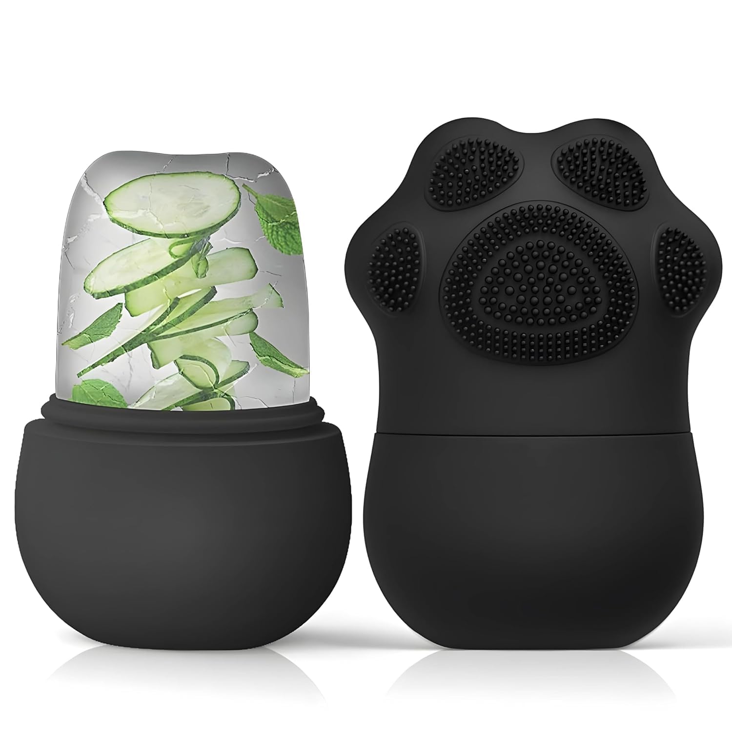 SkinSide Ice Roller for Face with Scrubber - Cooling Facial Massager for Puffy Eyes & Glowing Skin | Reusable & Unbreakable Ice Cube Roller for Men & Women | Perfect for Morning Routine, Post-Workout Recovery & Skincare Regimen (Black)