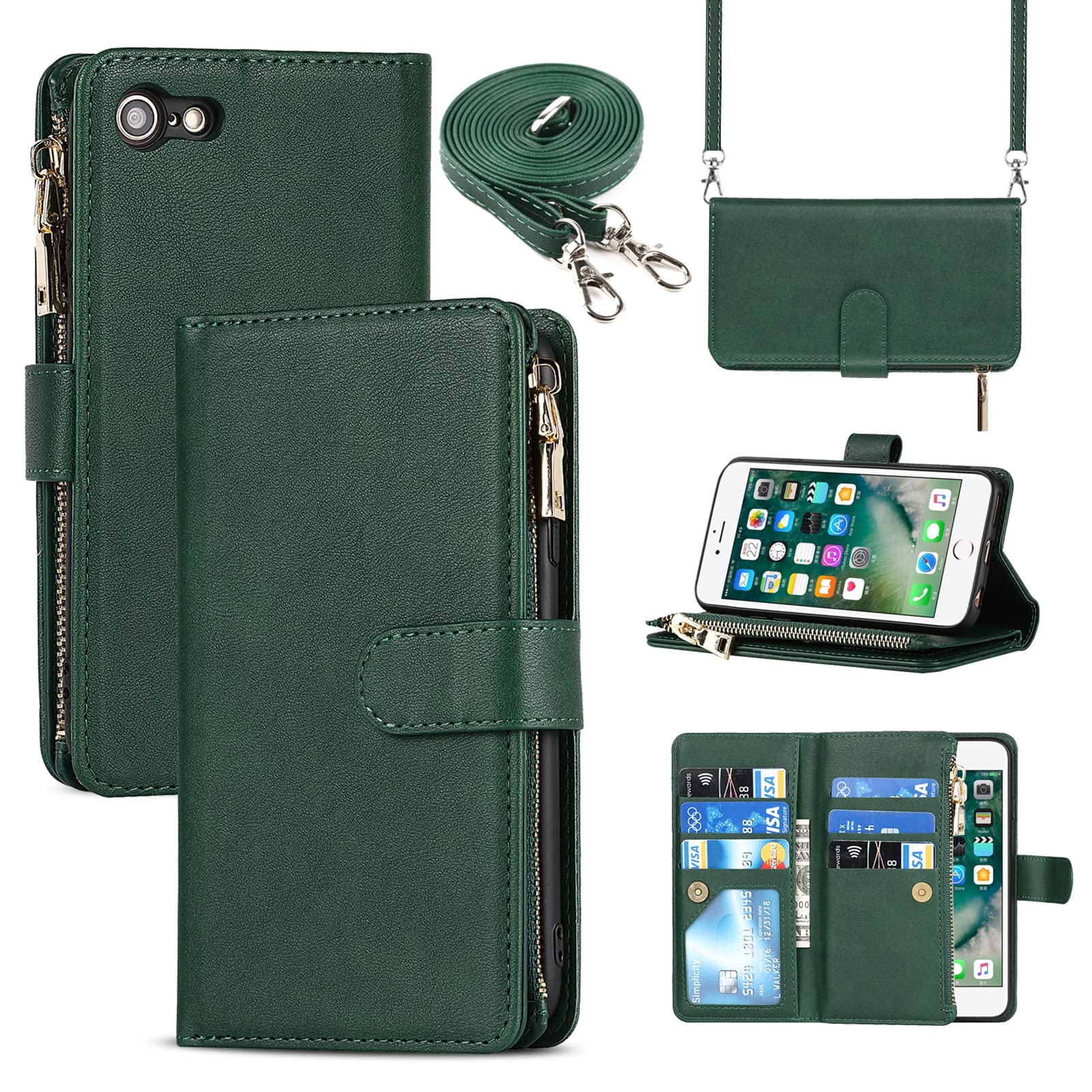 Jaorty Premium PU Leather Wallet Case for iPhone SE 2022/SE 2020/8/7 - 4.7