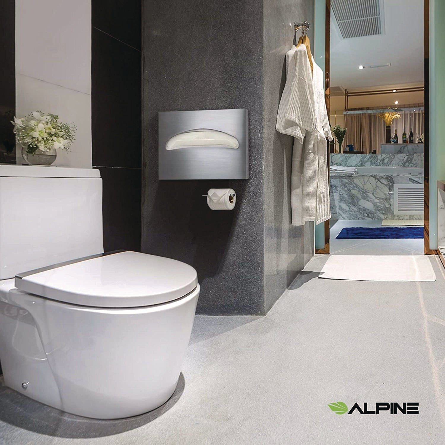 Stainless Steel Brushed Half Fold Toilet Seat Cover Dispenser - 15.7 x 2 x 11.8 Inches | Durable & Hygienic Bathroom Accessory | Perfect for Public Restrooms, Offices & Homes
