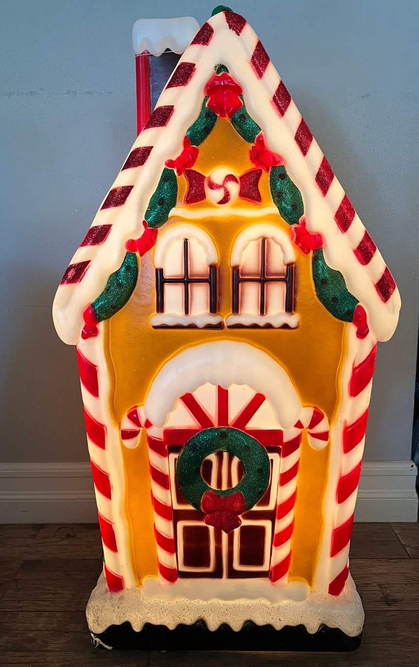 Holiday Time 36-Inch Gingerbread Blow Mold House with Outdoor Plug-in Light Sensor Timer - Perfect for Christmas Yard Decorations, Holiday Parties & Festive Home Displays
