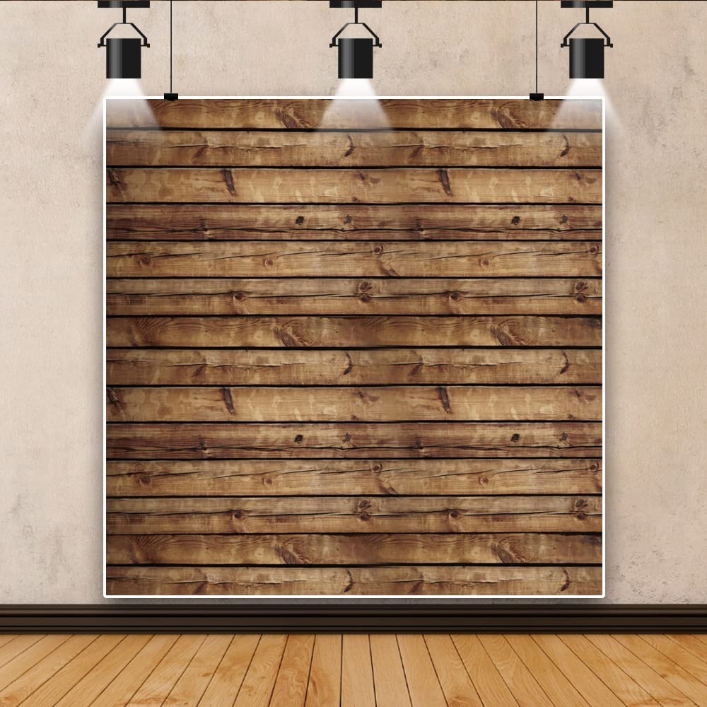 LFEEY 10x10ft Rustic Brown Wooden Photography Backdrop - Vintage Old Wood Plank Vinyl Photo Studio Background for Birthday Party, Baby Shower, Wedding & Professional Shoots | Durable & Portable