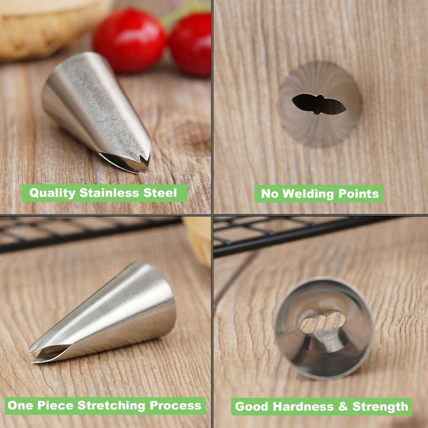 Suuker Leaf Piping Tips - 5 Piece Stainless Steel Cake Decorating Kit for Professional Baking | Perfect for Cupcakes, Wedding Cakes & DIY Dessert Decorating