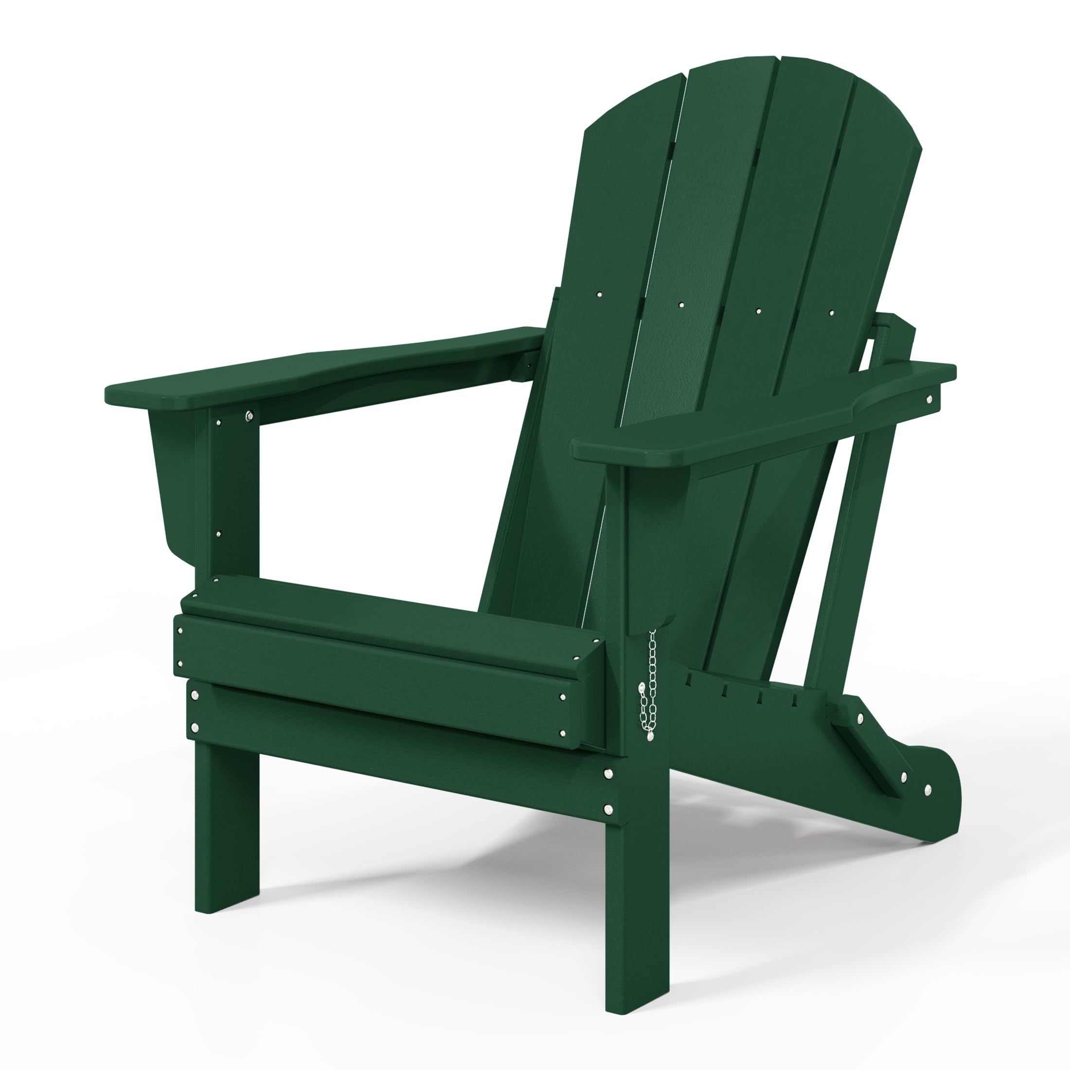 WO Home Furniture Adirondack Chair - Outdoor Folding Lounger for Fire Pit, Beach, Balcony, Backyard, Lawn, Patio, Pool, Deck & Garden - Comfortable Dark Green Relaxation Chair for Outdoor Living Spaces