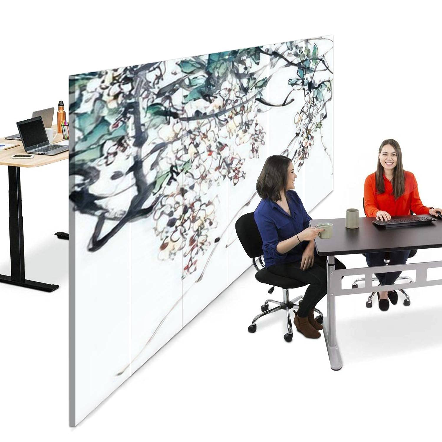 6-Panel Canvas Room Divider with Traditional Chinese Flower Painting - Folding Privacy Screen for Home, Office & Event Space | Decorative Room Separator & Wall Partition