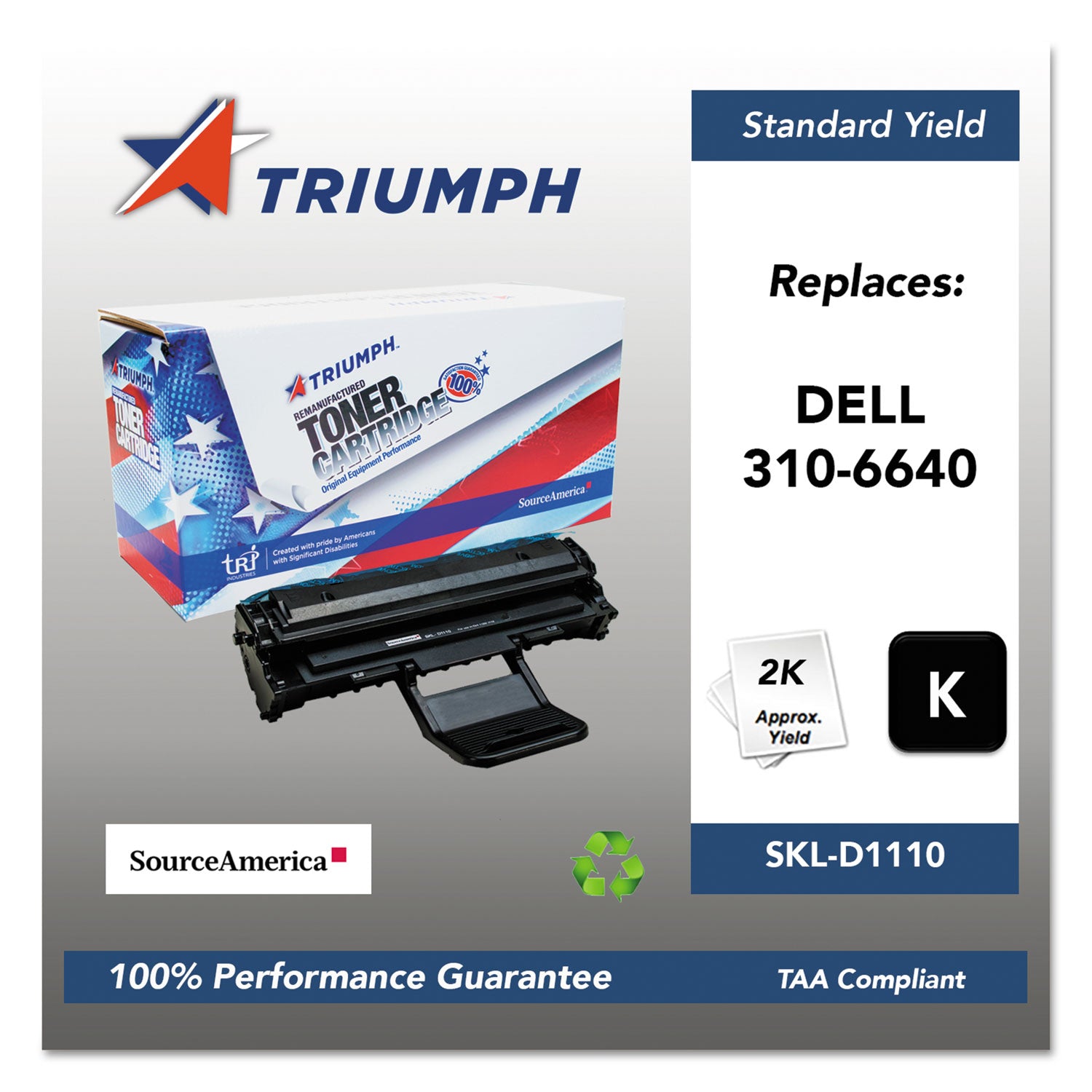 Remanufactured 310 6640 GC502 (1100) Black Toner Cartridge - 2000 Page Yield - Compatible with HP, Canon, and Brother Printers - Ideal for Home, Office, and Small Business Printing Needs