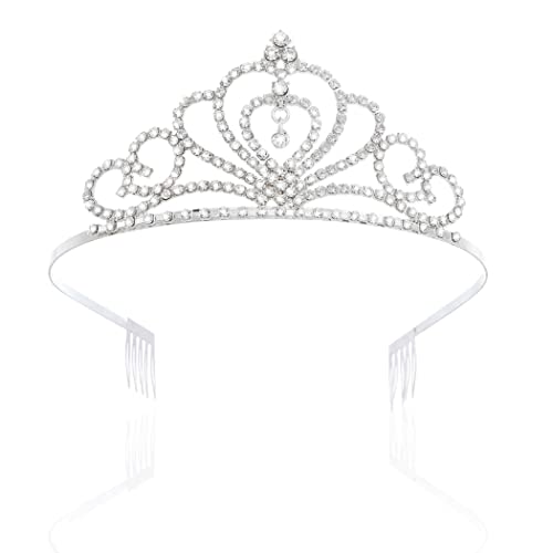 Brishow Crystal Rhinestone Princess Crown Tiara Headband for Women & Girls - Elegant Birthday Party Hair Accessory with Comb for Weddings, Prom, Pageants & Special Occasions