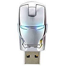 32GB Iron Man The Avengers USB Flash Drive with LED Blue Light - Silver Superhero Memory Stick for Marvel Fans, Students & Office Use - Perfect for Data Storage, Gift Giving & Cosplay Accessories