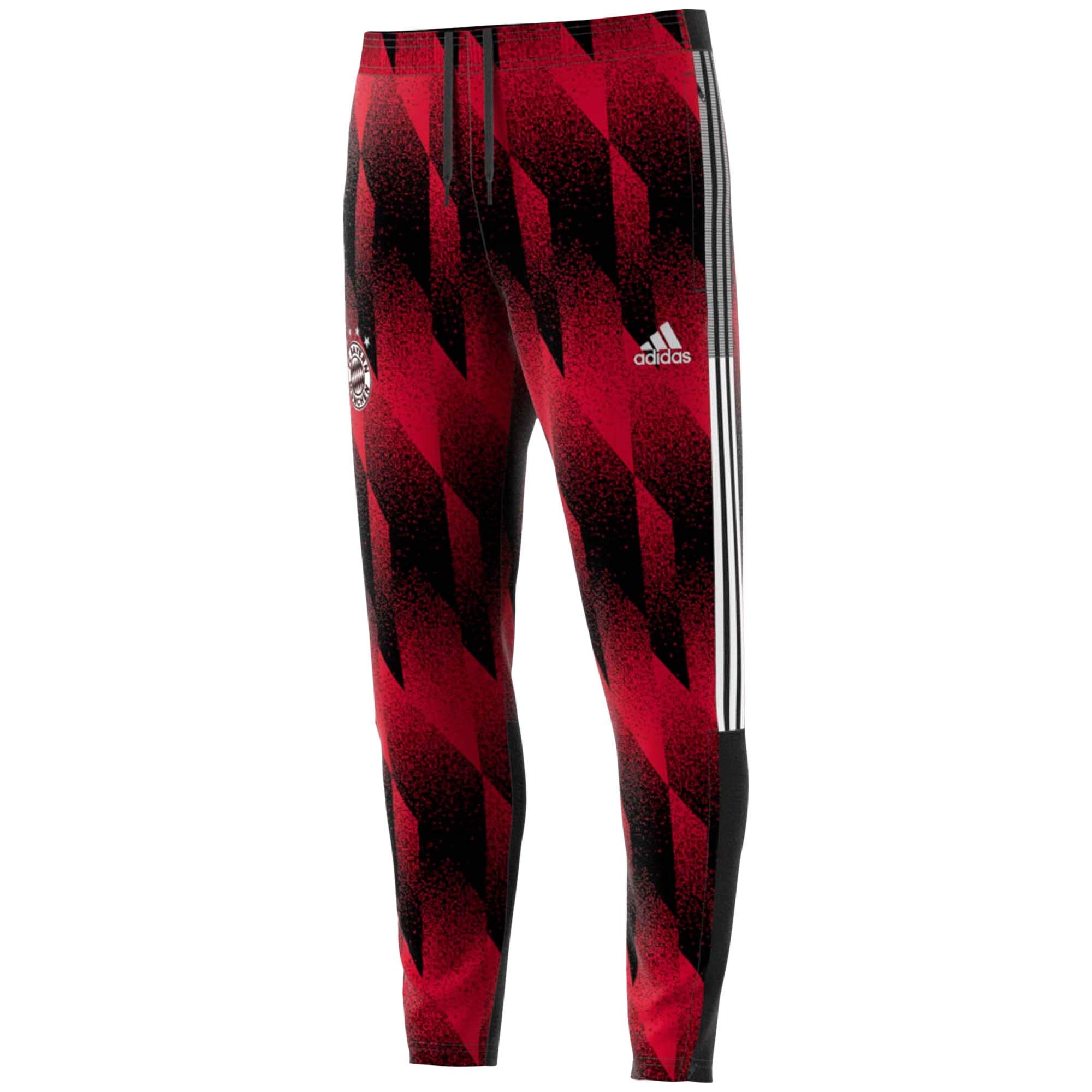 Adidas 2020-21 Bayern Munich AOP Training Pants - Red & Black Soccer Pants for Men - Comfortable Football Practice Joggers for Training & Casual Wear