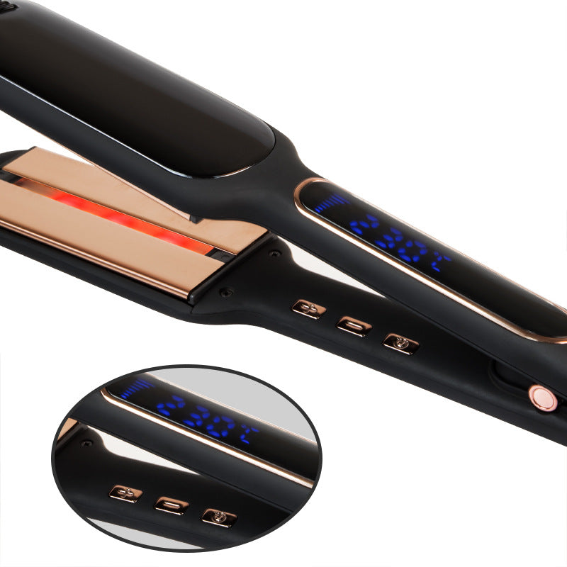 Infrared Hair Straightener with LCD Display - Black Wide Plate Flat Iron for Smooth & Shiny Hair - Perfect for Home Use & Salon Styling