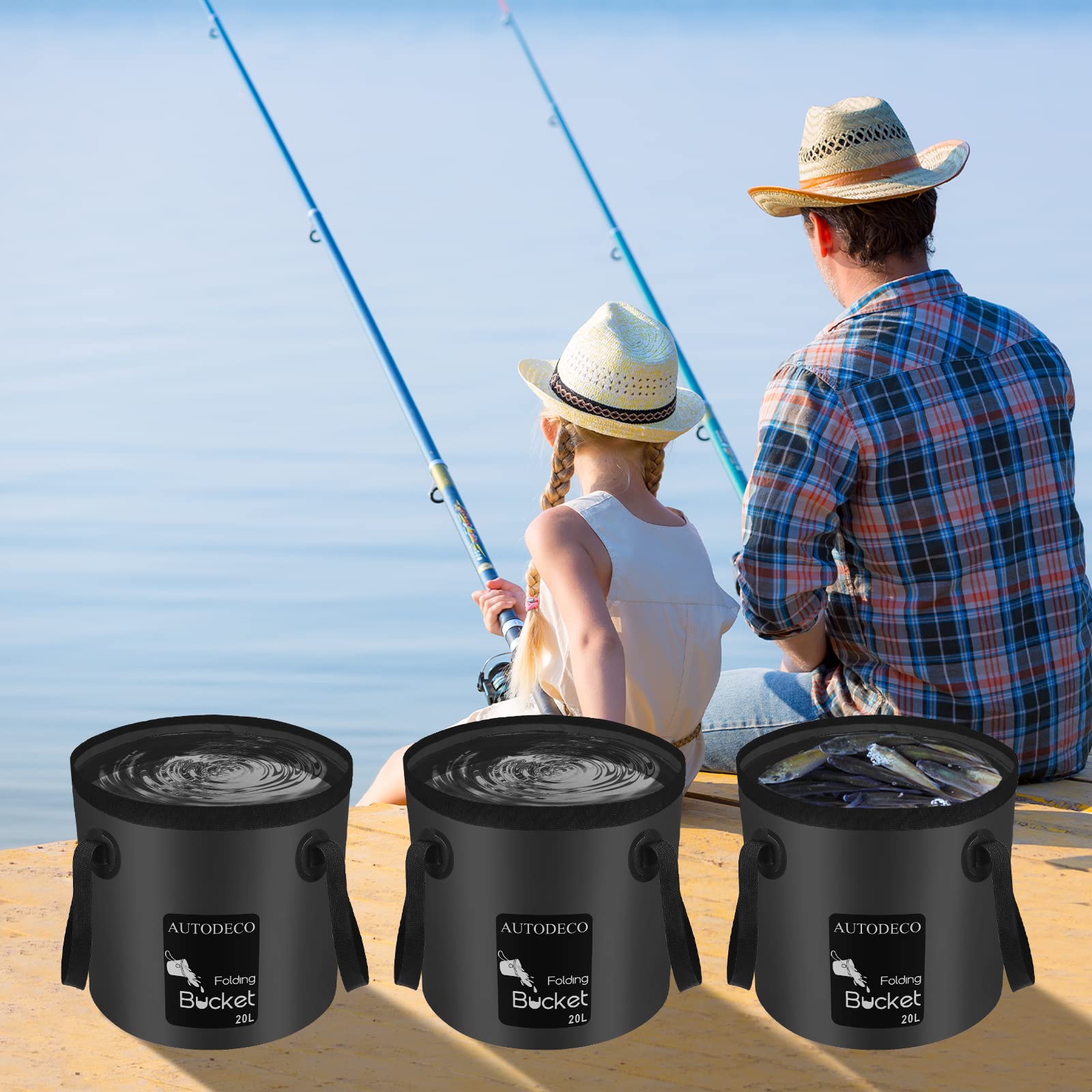 5 Gallon AUTODECO Collapsible Bucket - Portable Folding Water Container & Wash Basin for Camping, Car Washing, and Outdoor Activities