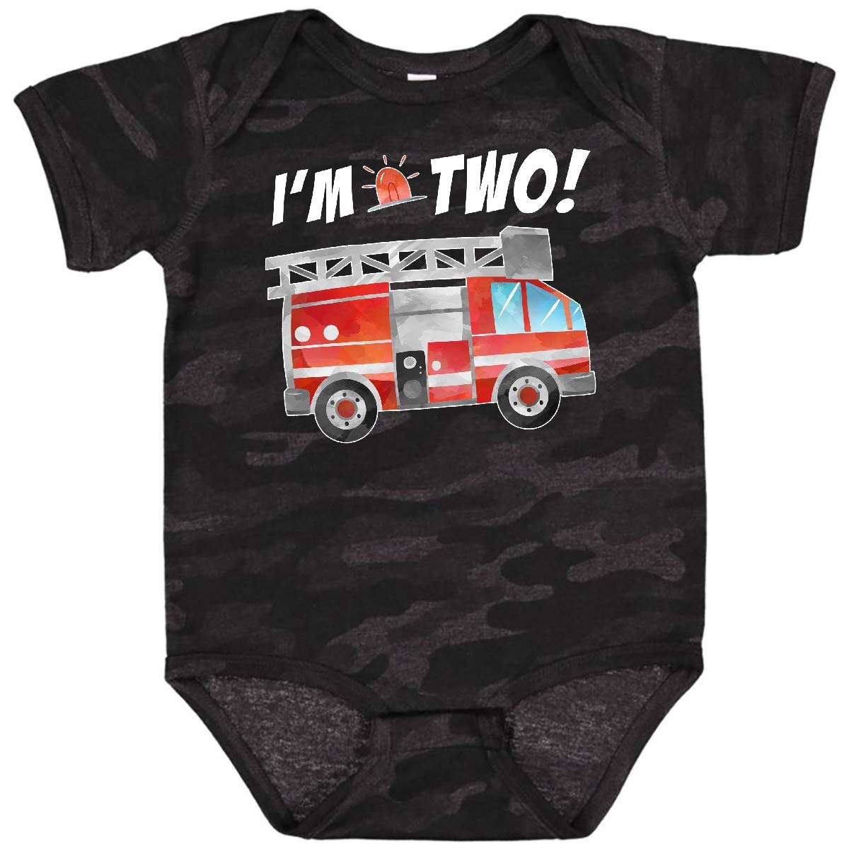 inktastic I'm 2 Fire Truck 2nd Birthday Baby Bodysuit - Perfect for Toddler Birthday Parties & Photo Shoots
