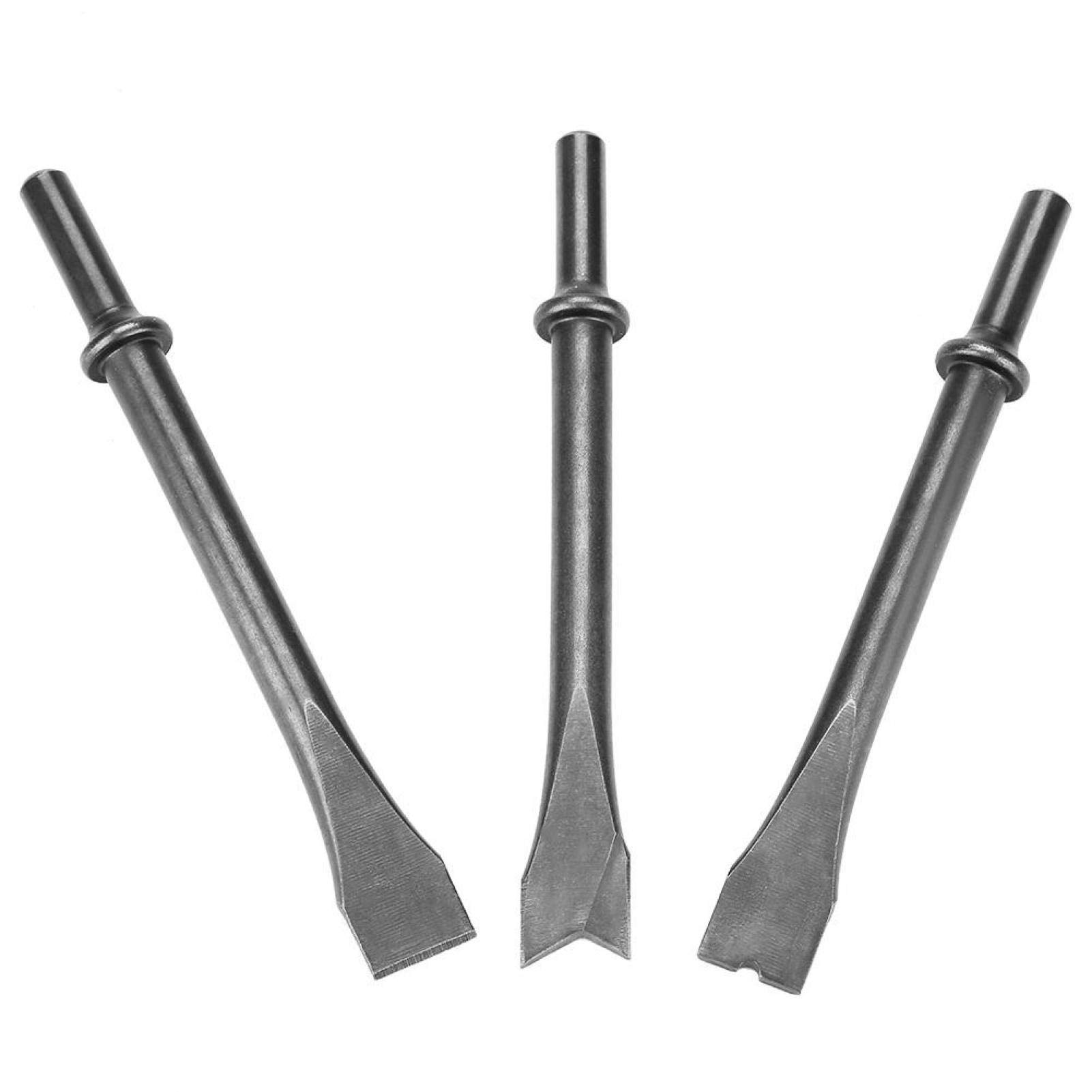 Cigemay 3-Piece Air Hammer Chisel Set - Extra Long Round Shank Pneumatic Hammer Bits for Metalworking, Auto Repair & Demolition | Heavy Duty Air Hammer Accessories for Professional Mechanics & DIY Projects