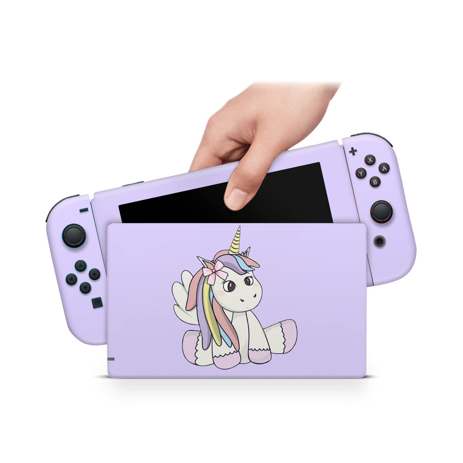 ZOOMHITSKINS OLED Switch Skin Wrap - Unicorn Lavender Pastel Horse Design for Nintendo Switch OLED | Kawaii Cartoon Rose Pattern | Made in USA with Durable 3M Vinyl | Perfect for Gaming, Travel & Gift Giving