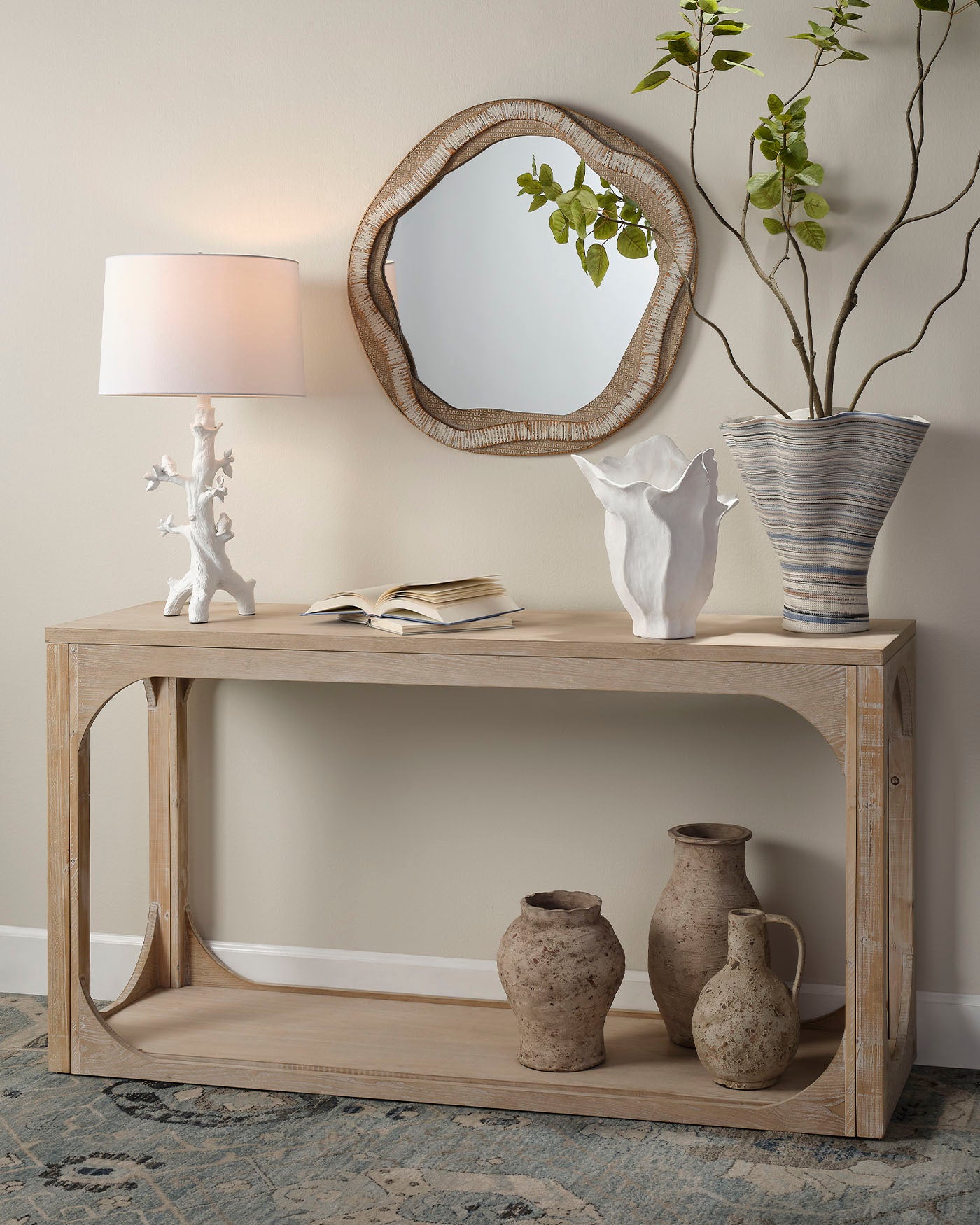 Everett Openwork Console Table - Modern Entryway Sofa Table with Metal Frame & Wood Top - Perfect for Hallway, Living Room & Home Decor