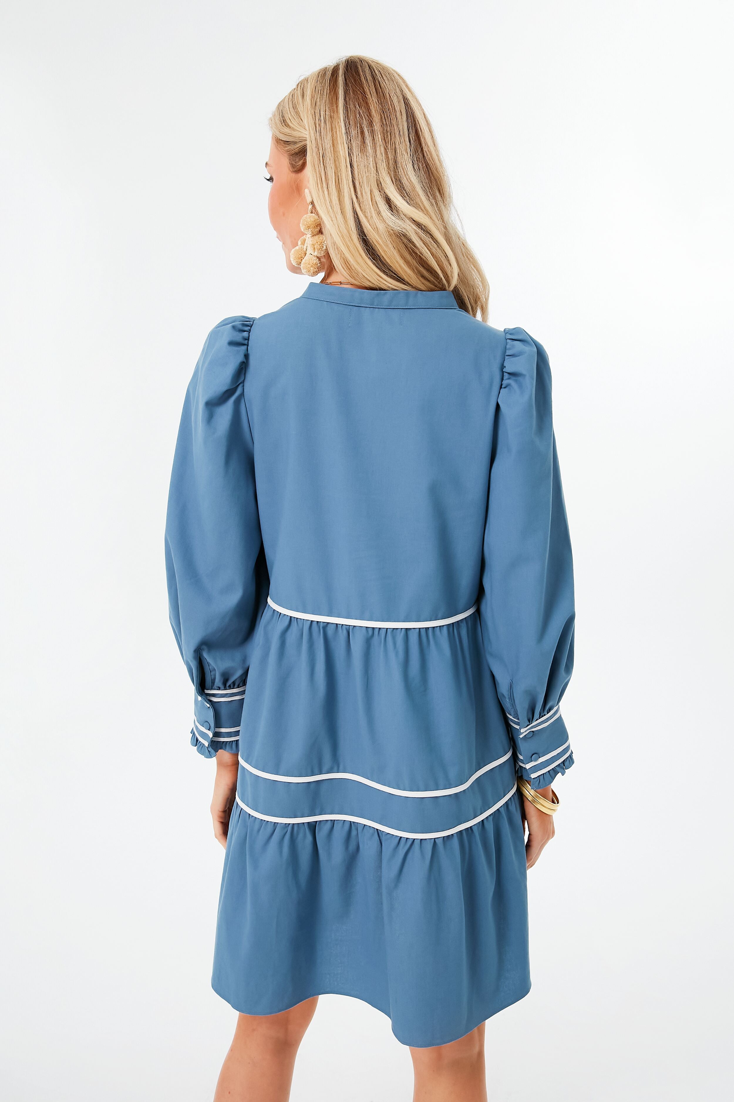 Blue Tiered Abby Dress for Women - Elegant Flowy Midi Dress with Ruffles | Perfect for Weddings, Parties & Special Occasions