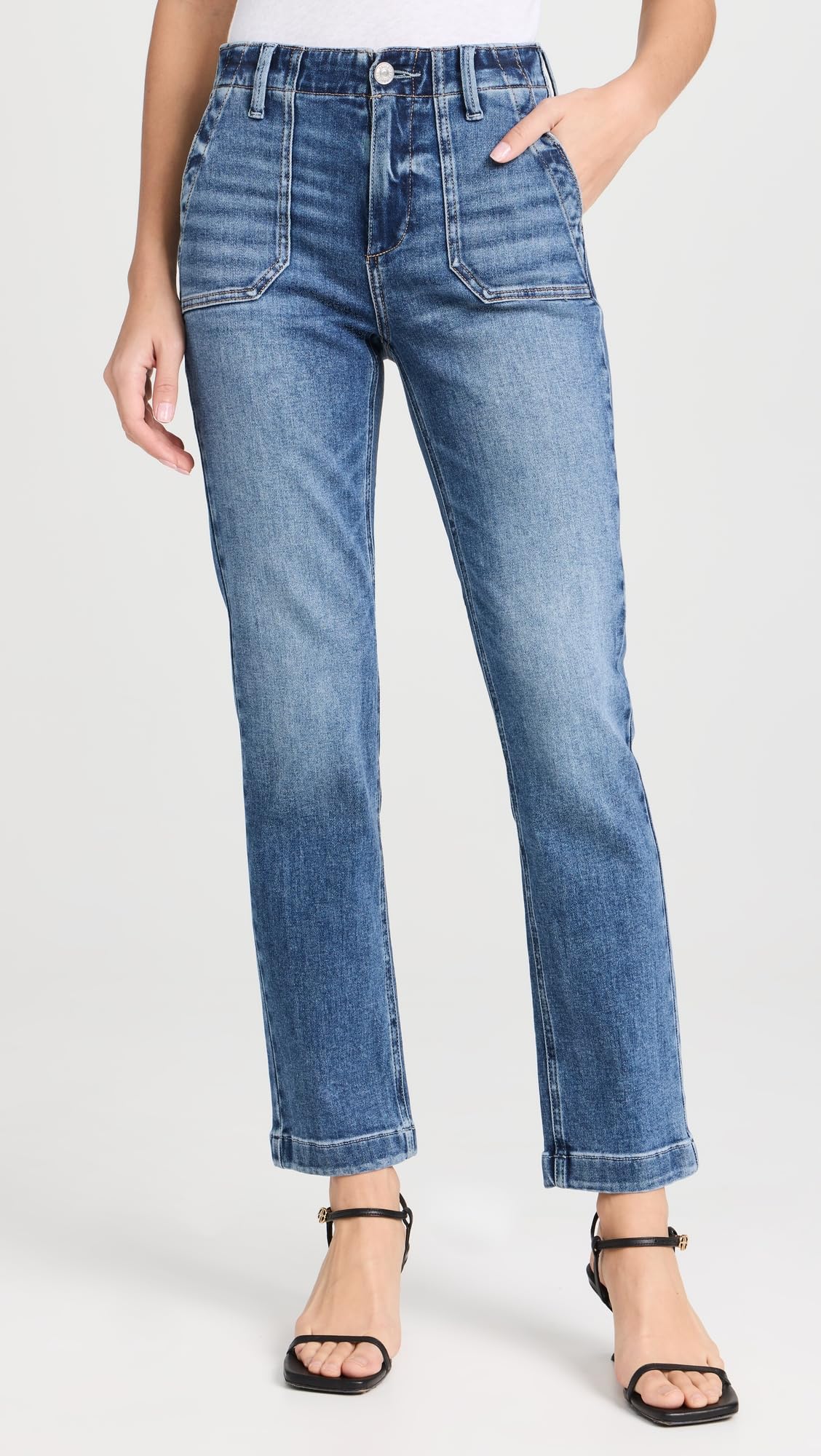 PAIGE Women's Mayslie Straight Ankle Jeans - High Waist Slim Fit Denim Pants for Casual & Work Outfits | Perfect for Office, Date Night & Everyday Wear