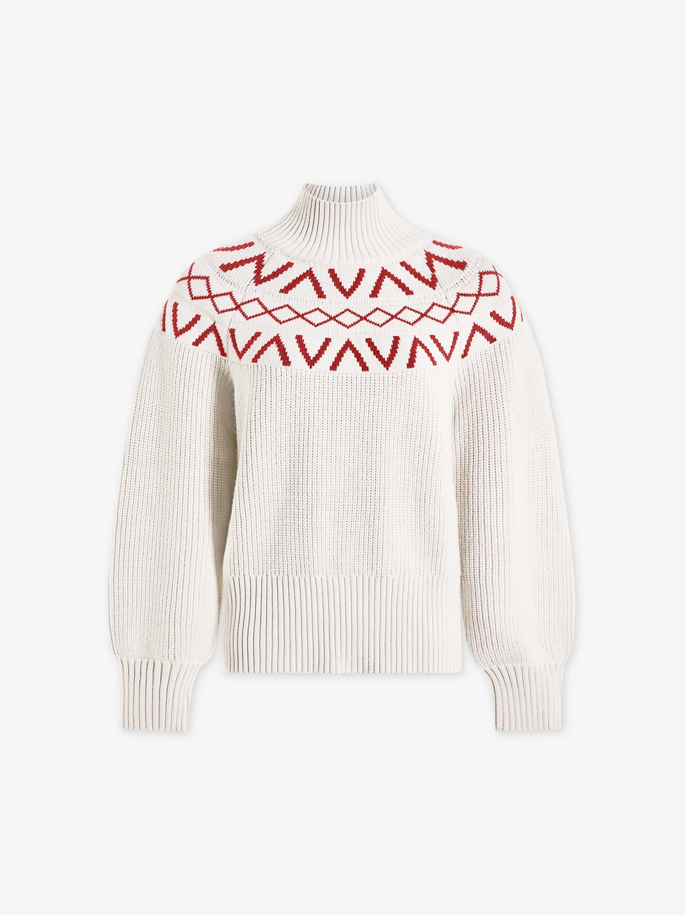 Varley Marcie Fairisle Yoke Knit Sweater for Women - Silver Birch Color | Cozy Winter Pullover for Casual Outings & Holiday Gatherings