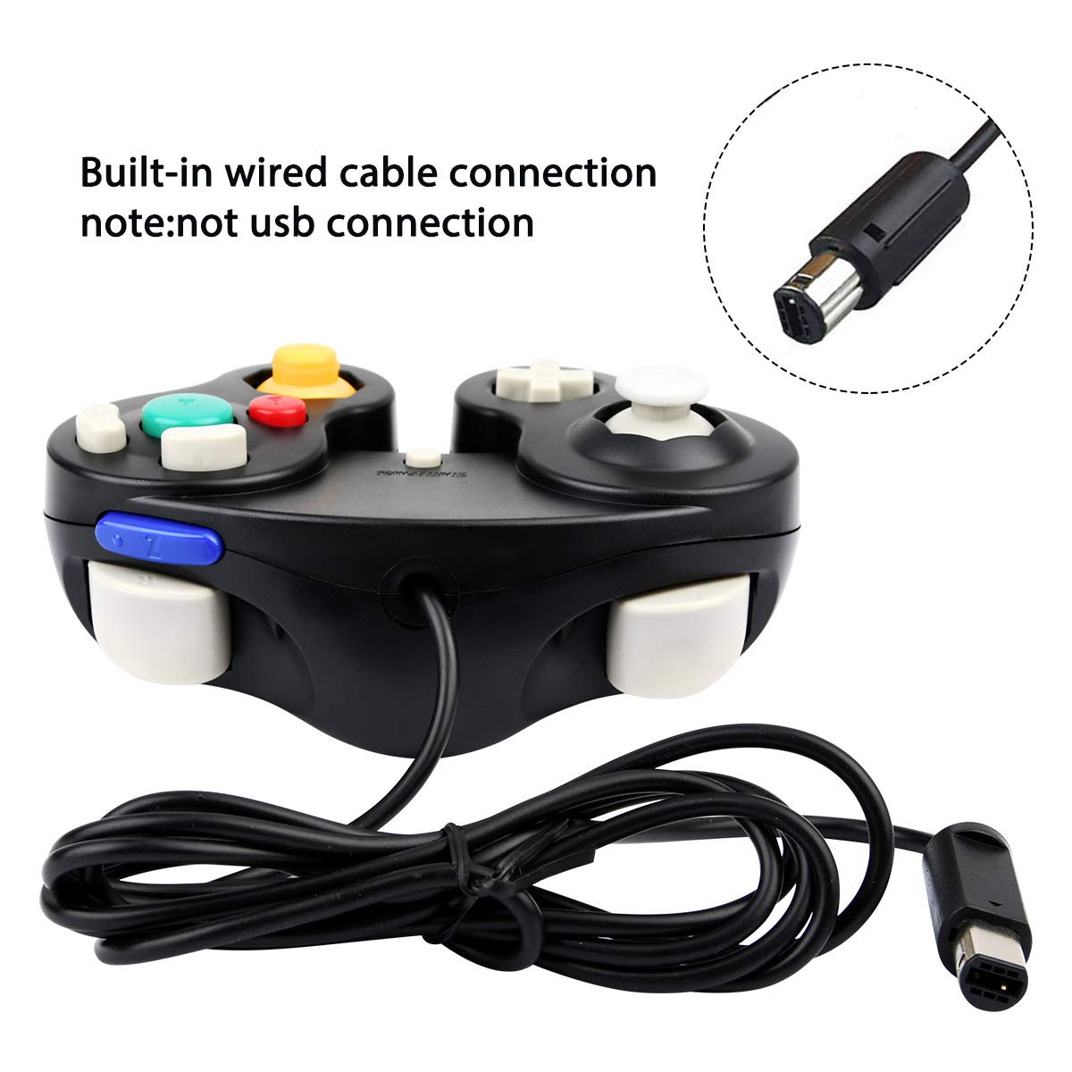 TechKen Classic Wired Game Controller for Nintendo GameCube, Wii U, Switch & PC - Compatible with Super Smash Bros - Black & White - Perfect for Gaming Tournaments & Retro Gaming Sessions