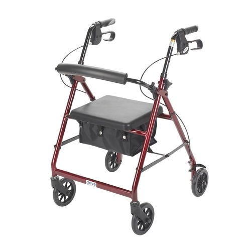 Drive Medical Rollator Walker with Foldable Design, Removable Back Support & Padded Seat - 7.5
