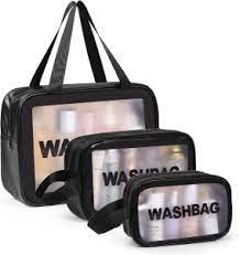 HEBEZON Travel Toiletry Bag Set - 3 Pack Waterproof Cosmetic Organizer, Transparent Makeup Pouch for Women & Men | Perfect for Airplane Carry-on, Gym, Beach & Vacation Essentials Storage