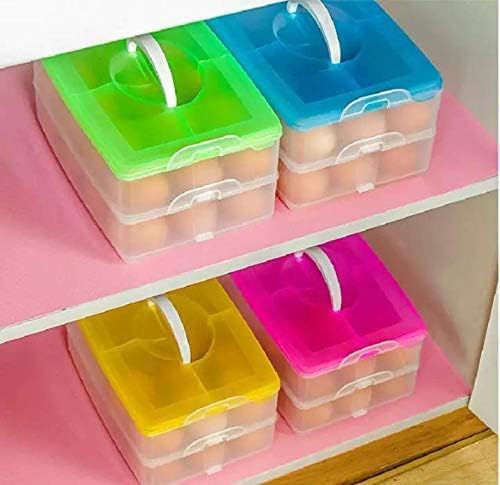 RAIYARAJ 3-Tier Plastic Egg Storage Container - Airtight Refrigerator Organizer with Carry Handle, 12-Grid Multicolor for Kitchen, Camping & Travel