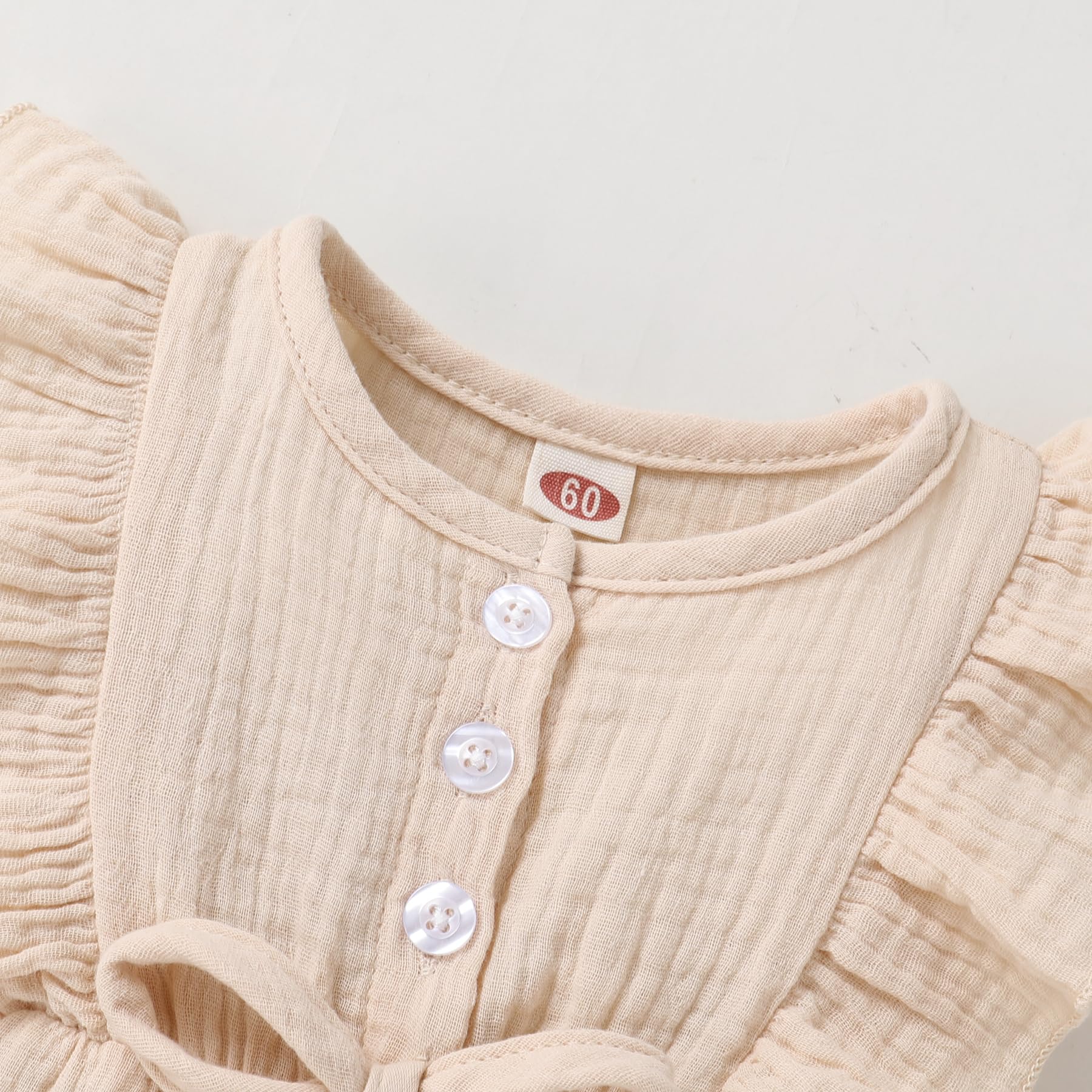 YOUNGER TREE Baby Girl Ruffled Sleeveless Romper - Soft Cotton Linen Summer Jumpsuit for Toddlers | Perfect for Beach, Playdates & Outdoor Activities