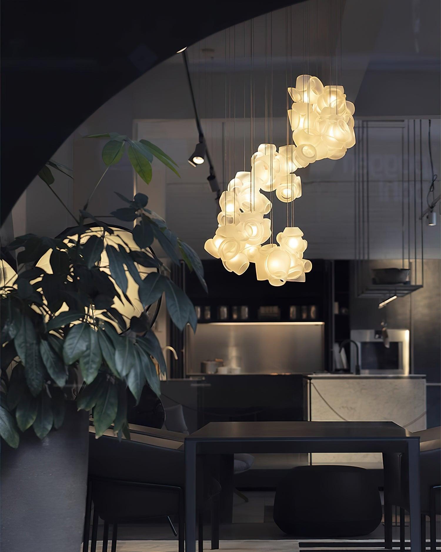 Modern Bubbles Cluster Pendant Light - 6-Light Chandelier for Dining Room, Kitchen Island, Living Room & Bedroom - Elegant Glass Bubble Ceiling Lighting Fixture