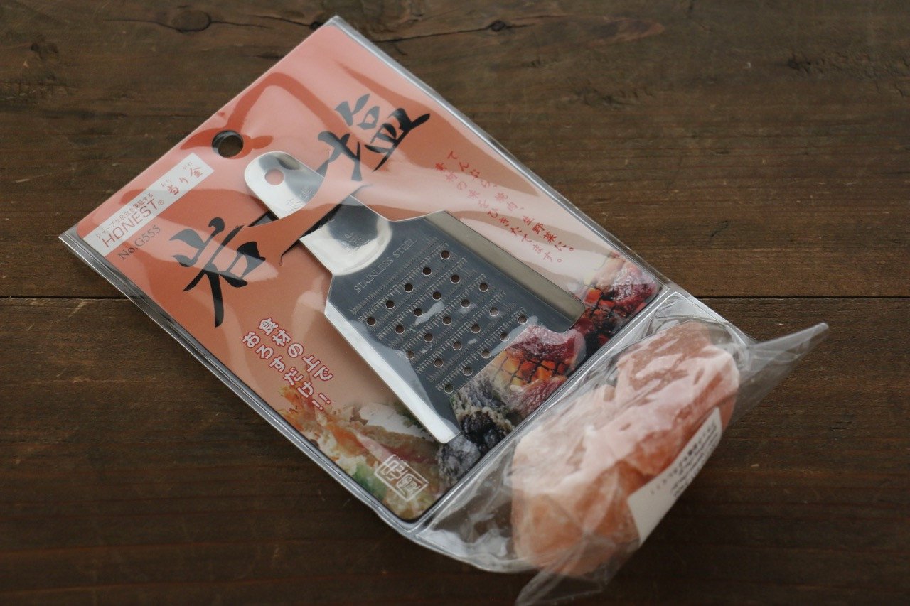 Premium Japanese Stainless Steel Grater with Himalayan Rock Salt - Perfect for Zesting Citrus, Grating Ginger & Seasoning Dishes