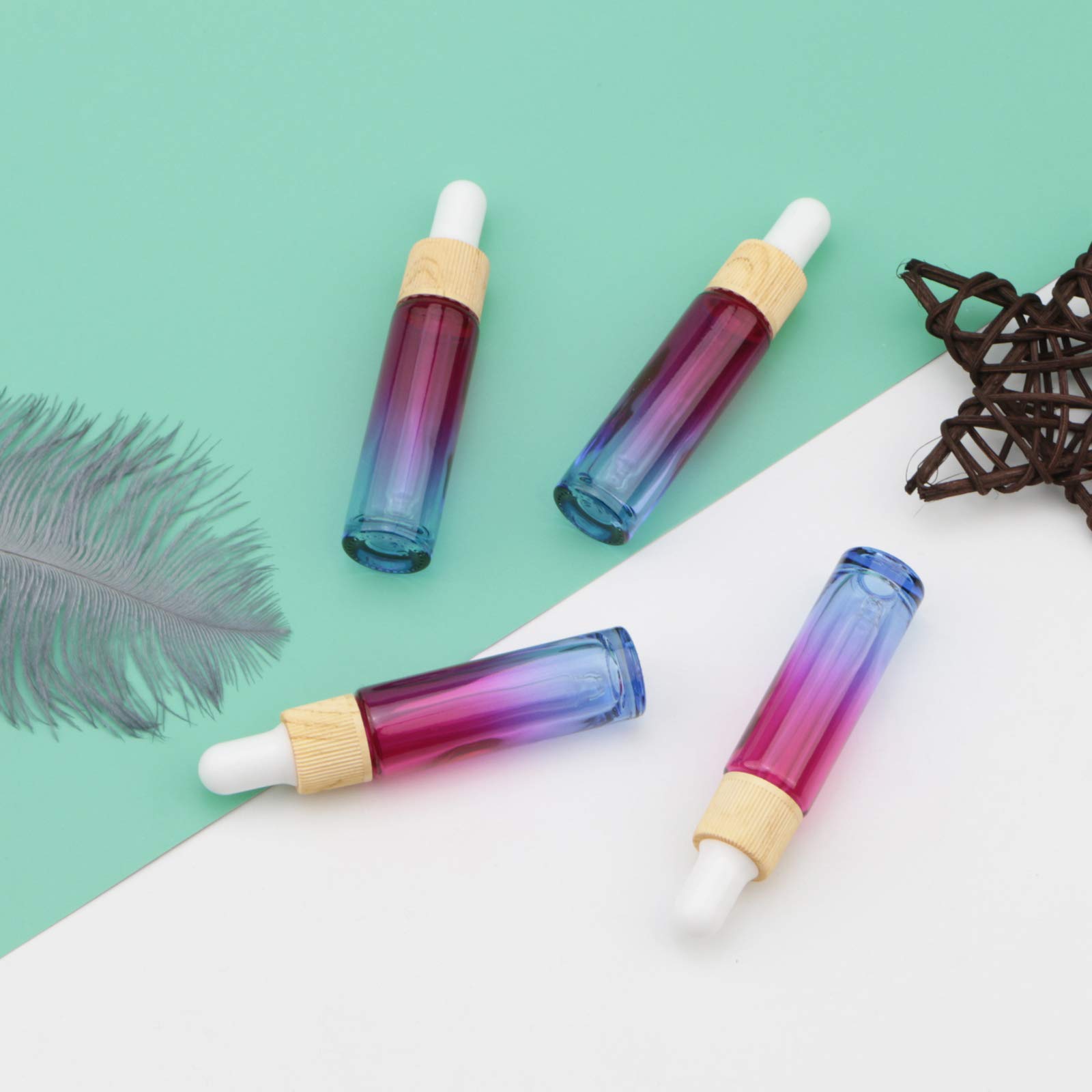 Kesell 10ml Glass Dropper Bottles 10-Pack - Rose Blue Gradient Essential Oil Bottles with Eye Droppers | Travel-Sized Empty Containers for Perfume Oils, DIY Blends & Aromatherapy | Perfect for Home, Office & On-The-Go Use