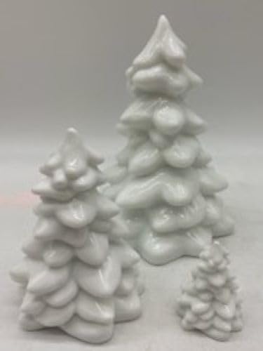 3-Piece Holiday Glass Christmas Tree Set - Mosser USA (Milk White) - Perfect for Christmas Decorations, Table Centerpieces, and Festive Home Décor