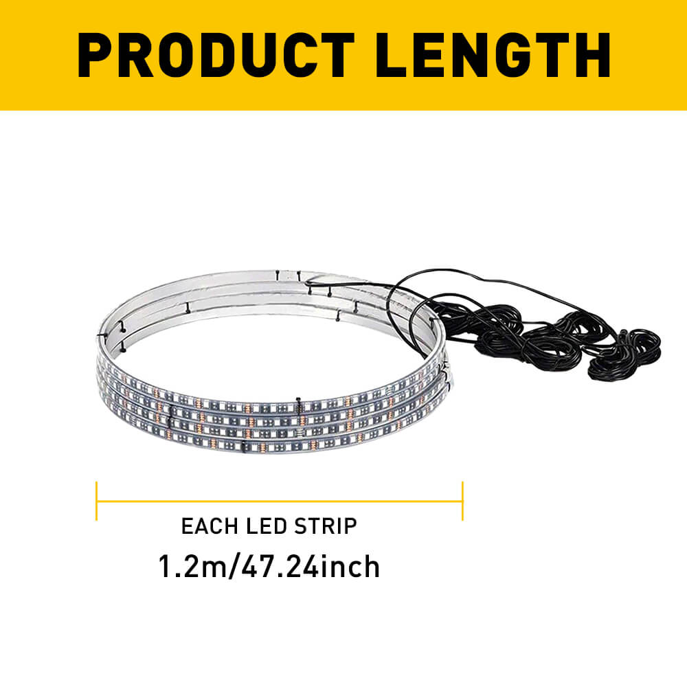 4 Pack 15.5 Inch LED Wheel Ring Lights - RGB Color Changing with Brake, Chase & Turn Signals for Cars & Trucks - APP & Remote Control - Perfect for Off-Roading, Car Shows & Night Cruising