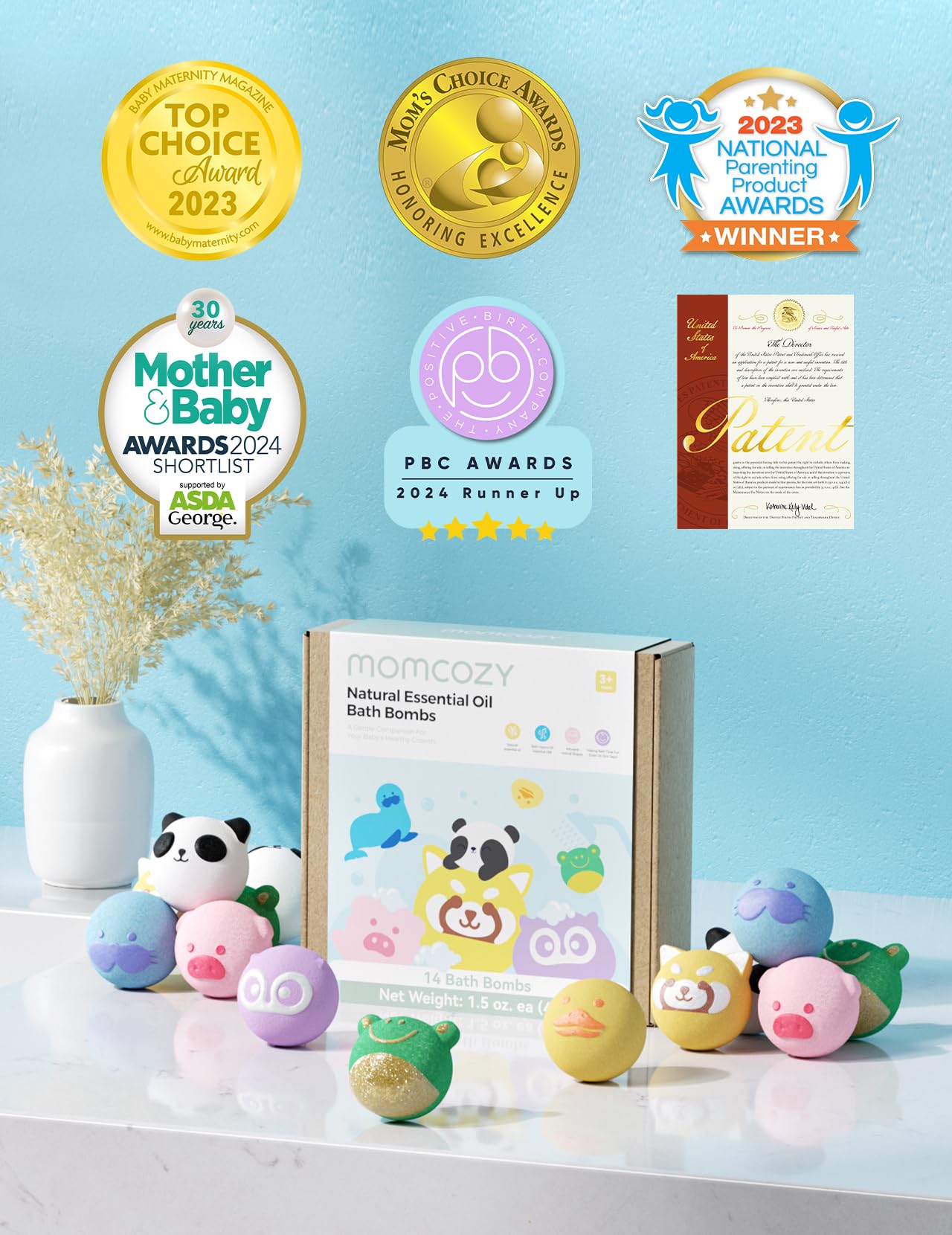 Momcozy Baby Swing - Portable Infant Rocker with Adjustable Speeds & Soothing Music | Bath Bombs for Kids - Fun & Safe Bath Time with Natural Ingredients | Perfect for Newborns, Toddlers & Relaxing Parenting Moments
